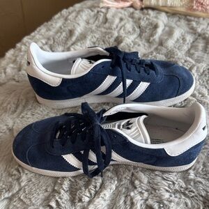 Adidas Gazelle Dark Blue and White Suede Sneakers